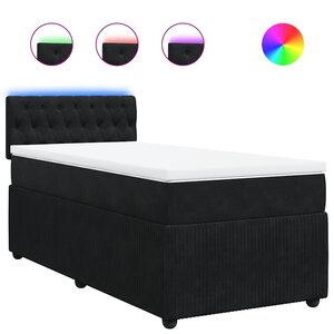 vidaXL Sommier à lattes de lit avec matelas Noir 90x190 cm Velours