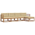 vidaXL Ensemble de canapés d'extérieur 5 Pièces Naturel et Beige