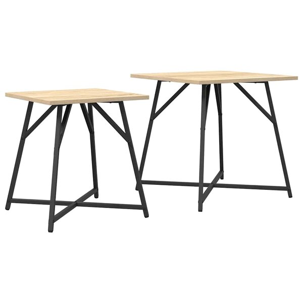 vidaXL Ensemble de tables d'appoint 2 Pièces Chêne Sonoma et noir