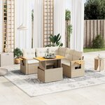 vidaXL Salon de jardin avec coussins 6 Pièces beige résine tressée