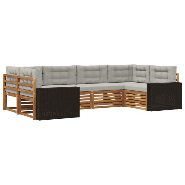 vidaXL Ensemble de canapés d'extérieur 6 Pièces Naturel et gris clair