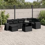 vidaXL Salon de jardin 8 Pièces avec coussins noir résine tressée