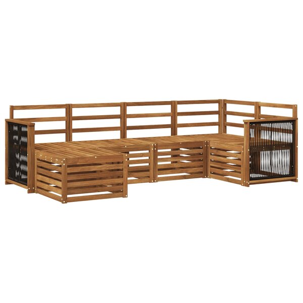 vidaXL Ensemble de canapé d'angle 5 Pièces Naturel Bois d'Acacia Massif