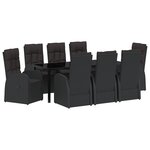 vidaXL Ensemble de salle à manger de jardin 9 pièces avec coussins - Rattan poly noir