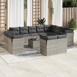 vidaXL Salon de jardin avec coussins 13 Pièces gris clair résine tressée