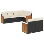 vidaXL Salon de jardin 7 Pièces avec coussins noir résine tressée