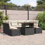vidaXL Ensemble de salle à manger pour jardin 7 Pièces Noir et crème