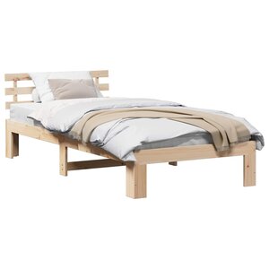 vidaXL Cadre de lit avec tête de lit Naturel 80 x 200 cm Pin massif