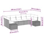 vidaXL Ensemble de canapé de jardin avec coussin 7 Pièces Noir polyrotin
