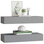 vidaXL Étagères à tiroirs murales 2 Pièces gris 60x23 5x10 cm MDF