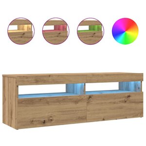 vidaXL Meuble TV avec lumières LED chêne artisanal bois d'ingénierie