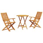 vidaXL Ensemble bistro pliant 3 Pièces Marron Bois d'Acacia Massif