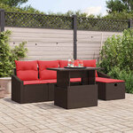 vidaXL Ensemble de canapé de jardin 6 Pièces Marron Poly rotin