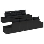vidaXL Ensemble de Canapé de Jardin de 7 Pièces avec Coussins Noir Rotin Poly