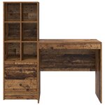 Bureau vidaXL avec rangement en vieux bois en bois reconstitué