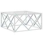 vidaXL Table basse 80x80x40 cm acier inoxydable et verre