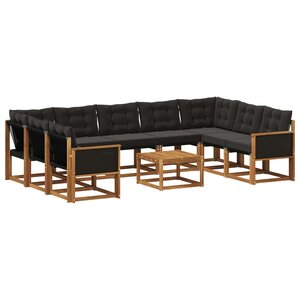 vidaXL Ensemble de canapés d'extérieur 10 pc Naturel et noir