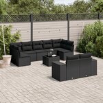 vidaXL Salon de jardin 10 Pièces avec coussins noir résine tressée