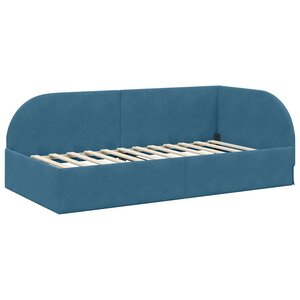 vidaXL Cadre de lit d'angle avec tête de lit Bleu 90 cm x 200 cm tissu