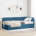 vidaXL Cadre de lit d'angle avec matelas Bleu 90 x 190 cm Velours