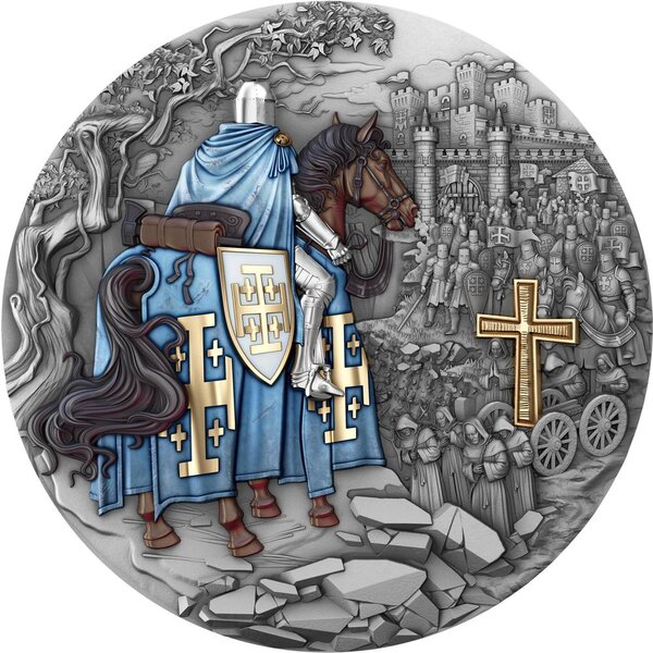 Monnaie JERUSALEM Holy Knights 2 Oz Argent 5 Dollars Niue 2026