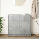 vidaXL Buffet avec tiroir gris béton 80x34x76 cm bois d'ingénierie