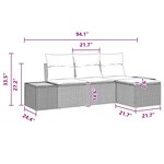 vidaXL Ensemble de canapé de jardin 4 Pièces Noir 184 x 62 x 85 cm