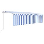vidaXL Auvent rétractable automatique avec store 5x3 m Bleu et blanc
