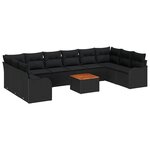 vidaXL Set de Canapés de Jardin 10 Pièces Noir Rotin  polyester  acier