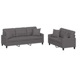 vidaXL Ensemble de canapés 2 Pièces avec coussins gris similicuir