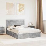 vidaXL Lit de Rangement Gris béton 150 x 200 cm Bois d'ingénierie