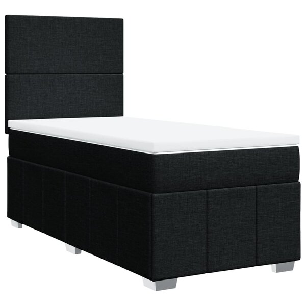 vidaXL Sommier à lattes de lit avec matelas Noir 90x200 cm Tissu
