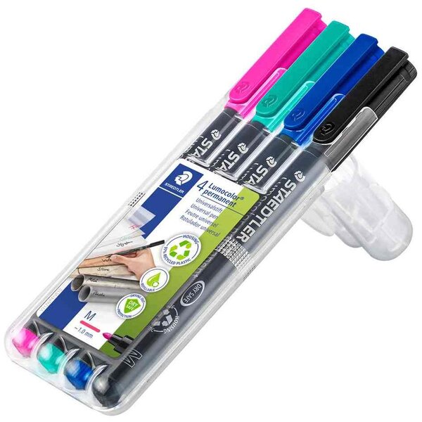 Marqueur permanent 317M Lumocolor  étui de 4 STAEDTLER