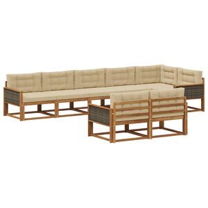 vidaXL Ensemble de canapés d'extérieur 8 pc Naturel et Beige