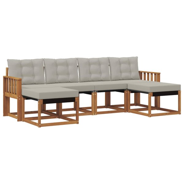 vidaXL Ensemble de canapés d'extérieur 6 pc Gris Naturel et Clair
