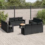 vidaXL Salon de jardin avec coussins 13 Pièces noir résine tressée