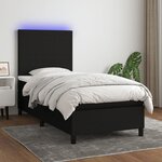 vidaXL Sommier à lattes de lit avec matelas et LED Noir 90x190cm Tissu