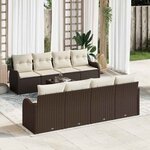 vidaXL Ensemble de canapé de jardin avec coussin 9 Pièces Marron et Crème
