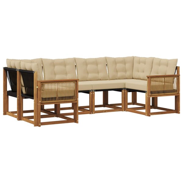 vidaXL Ensemble de canapés d'extérieur 6 pc Naturel et Beige