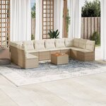 vidaXL Salon de jardin 11 Pièces avec coussins beige résine tressée