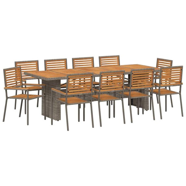 vidaXL Ensemble de salle à manger pour jardin 11 Pièces Gris et marron