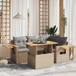 vidaXL Salon de jardin avec coussins 5 Pièces beige résine tressée