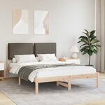 vidaXL Cadre de lit avec tête de lit rembourrée Taupe 135 x 190 cm