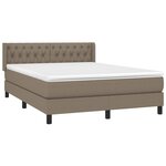 vidaXL Sommier à lattes de lit avec matelas Taupe 140x200 cm Tissu