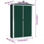 vidaXL Abri de jardin Vert 116x45x175 cm Acier galvanisé
