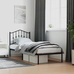 vidaXL Cadre de lit métal sans matelas avec tête de lit noir 80x200 cm