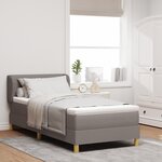 vidaXL Lit Box Spring avec Matelas en Taupe  90x200 cm  Tissu