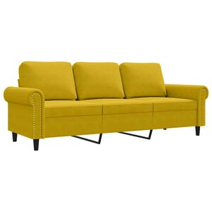 vidaXL Canapé à 3 places Jaune 180 cm Velours