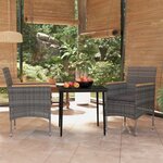 vidaXL Ensemble à manger de jardin et coussins 3 Pièces Gris et noir