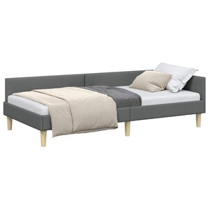 vidaXL Cadre de lit d'angle Gris foncé 90 x 200 cm tissu